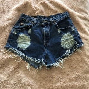 Levi’s high distressed jean shorts